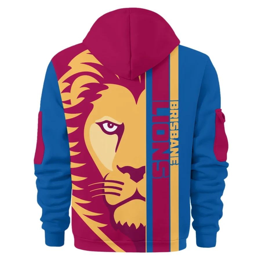 Brisbane Lions Australian Football League Exclusive Logo Hoodie Half Zipper HOAFL210525FW01BL - Image 2