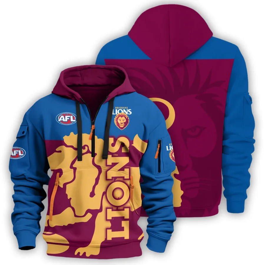 Brisbane Lions Australian Football League Exclusive Logo Hoodie Half Zipper HOAFL120525A01BL - Image 3