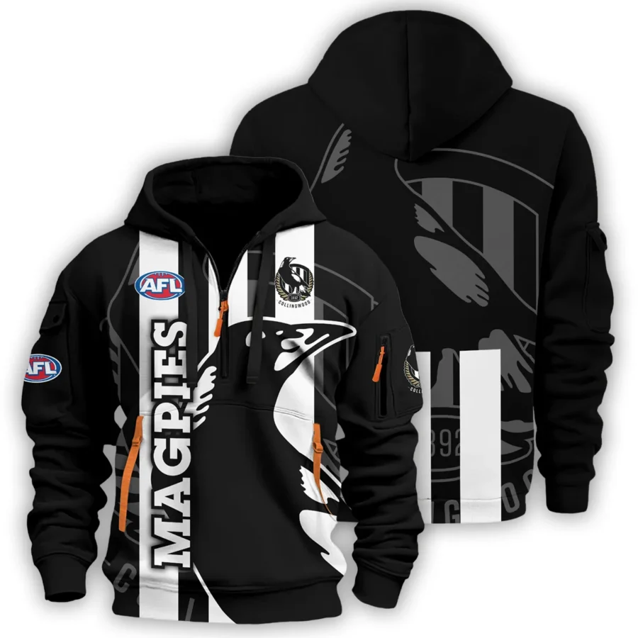 Collingwood Magpies Australian Football League Exclusive Logo Hoodie Half Zipper HOAFL120525A01COLL - Image 3