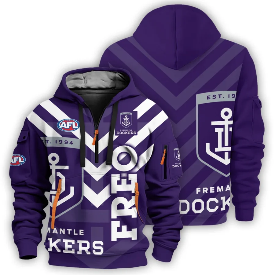 Fremantle Dockers Australian Football League Exclusive Logo Hoodie Half Zipper HOAFL120525A01FRE - Image 3