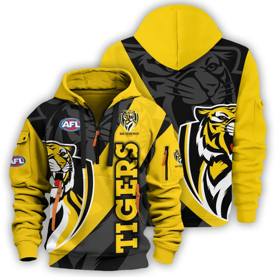 Richmond Tigers Australian Football League Exclusive Logo Hoodie Half Zipper HOAFL120525A01RICH - Image 3