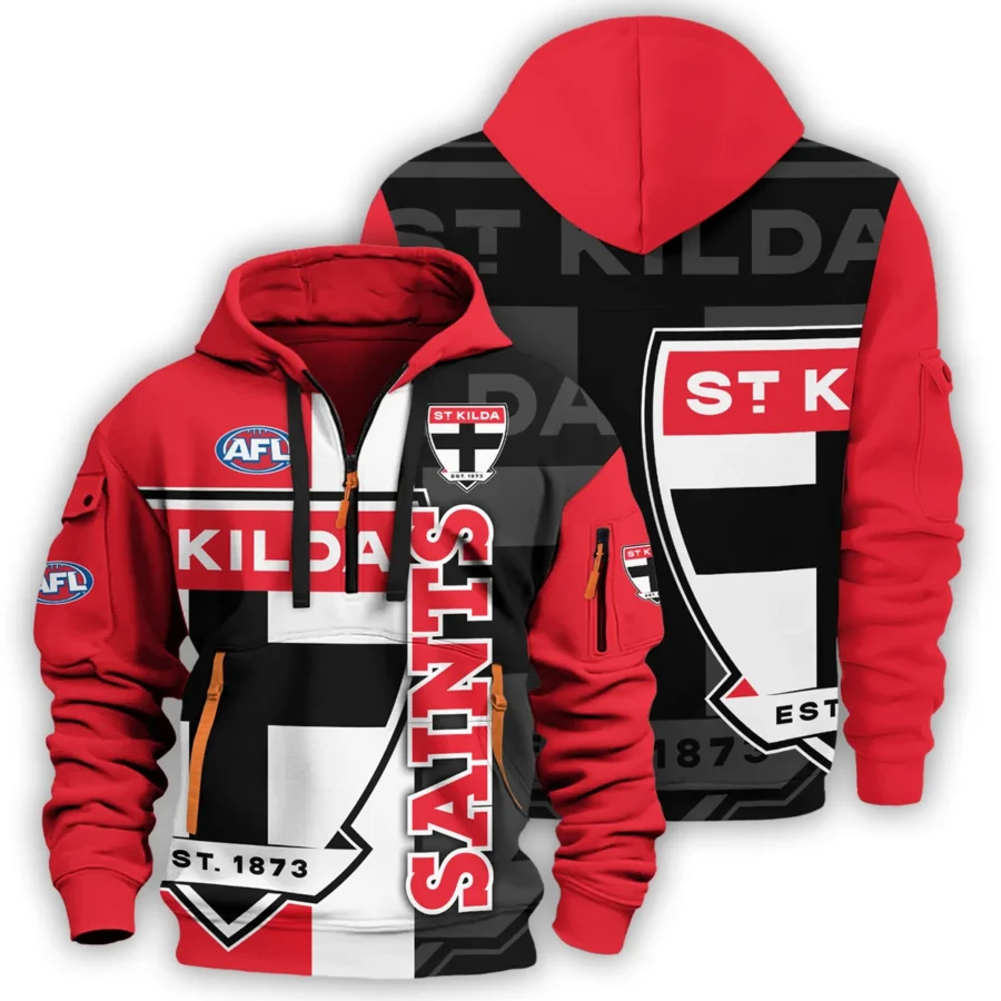St Kilda Saints Australian Football League Exclusive Logo Hoodie Half Zipper HOAFL120525A01STK - Image 3