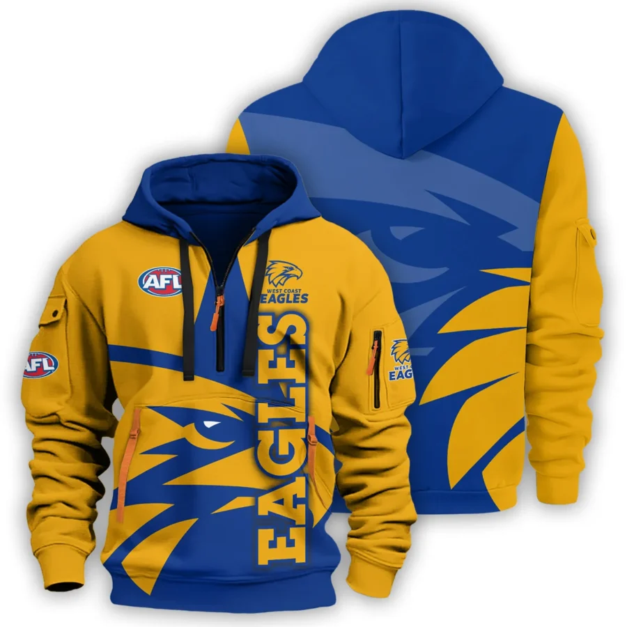 West Coast Eagles Australian Football League Exclusive Logo Hoodie Half Zipper HOAFL120525A01WCE - Image 3