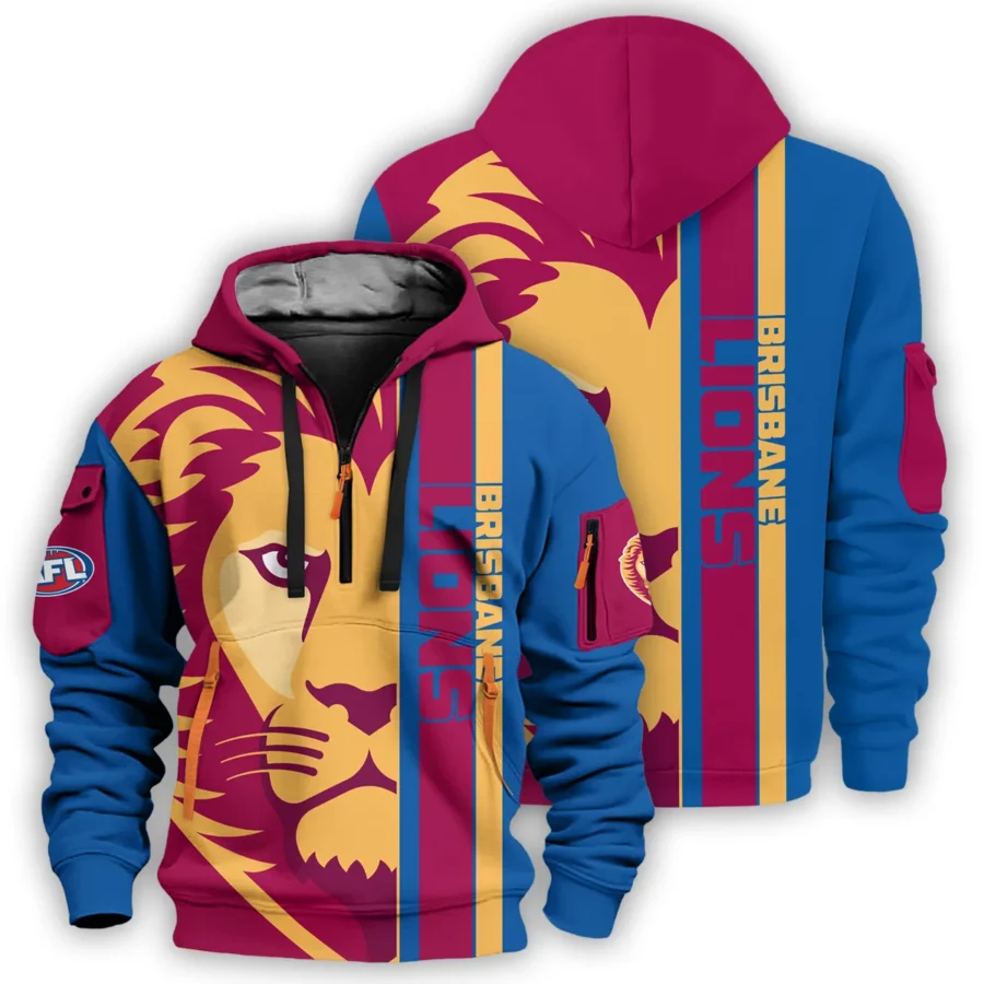 Brisbane Lions Australian Football League Exclusive Logo Hoodie Half Zipper HOAFL210525FW01BL - Image 3