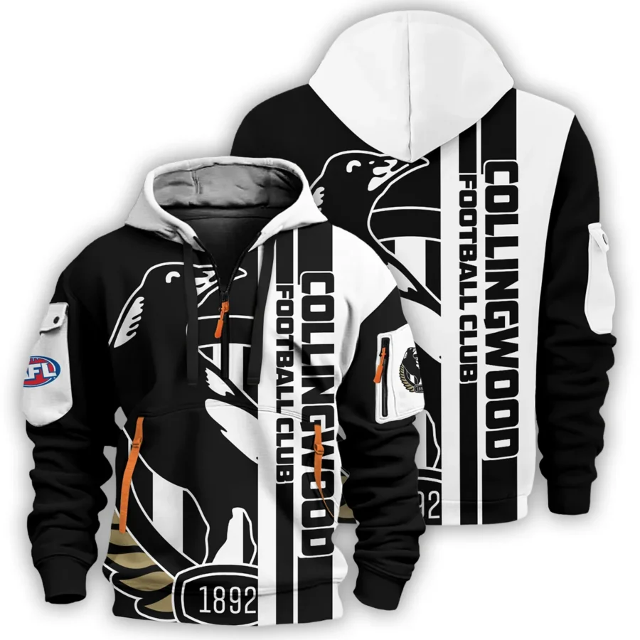 Collingwood Magpies Australian Football League Exclusive Logo Hoodie Half Zipper HOAFL210525FW01COLL - Image 3