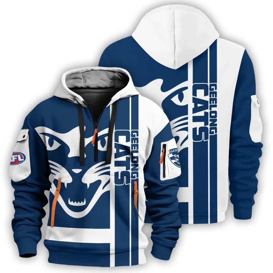 Geelong Cats Australian Football League Exclusive Logo Hoodie Half Zipper HOAFL210525FW01GEEL - Image 3