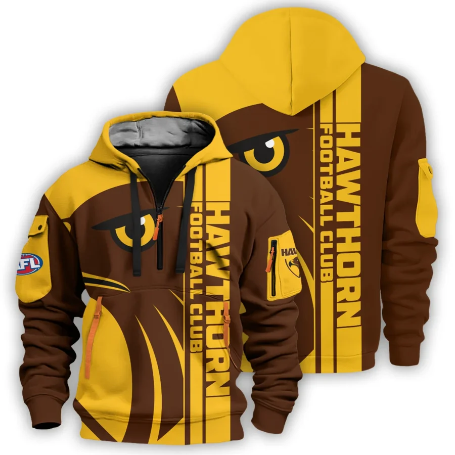 Hawthorn Hawks Australian Football League Exclusive Logo Hoodie Half Zipper HOAFL210525FW01HAW - Image 3