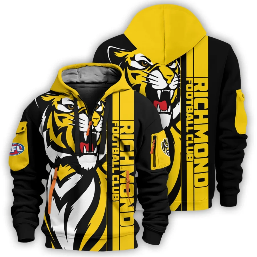 Richmond Tigers Australian Football League Exclusive Logo Hoodie Half Zipper HOAFL210525FW01RICH - Image 3