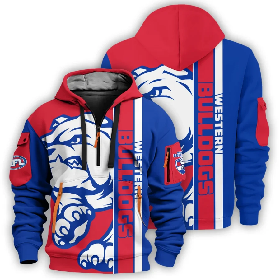Western Bulldogs Australian Football League Exclusive Logo Hoodie Half Zipper HOAFL210525FW01WB - Image 3