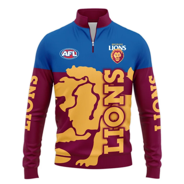 Brisbane Lions Australian Football League Exclusive Logo Quarter Zip Sweatshirt HOAFL130525A02BLQTZ
