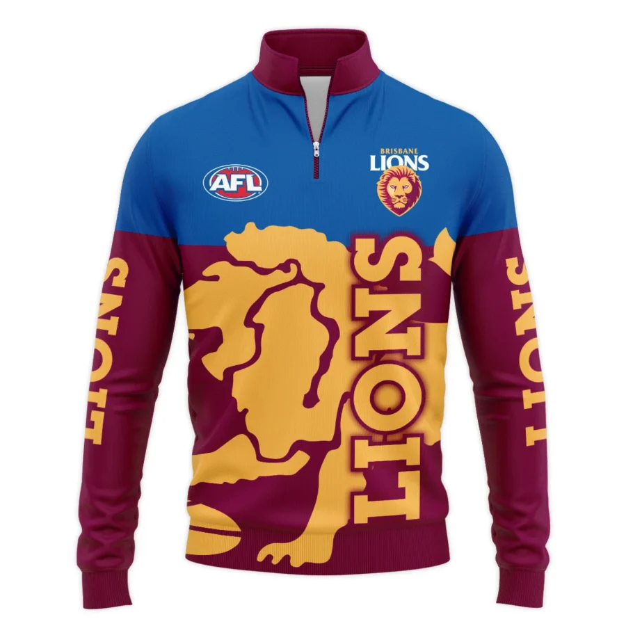 Brisbane Lions Australian Football League Exclusive Logo Quarter Zip Sweatshirt HOAFL130525A02BLQTZ