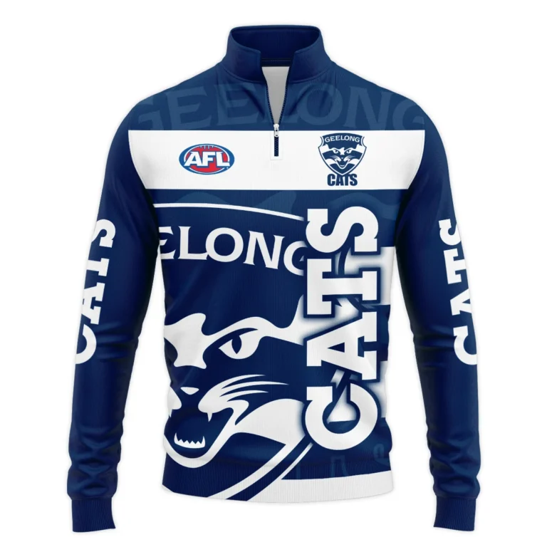 Geelong Cats Australian Football League Exclusive Logo Quarter Zip Sweatshirt HOAFL130525A02GEELQTZ