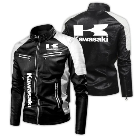 Kawasaki Exclusive Logo Leather Jacket Motorcycle HOMOT060625LJ01KAW