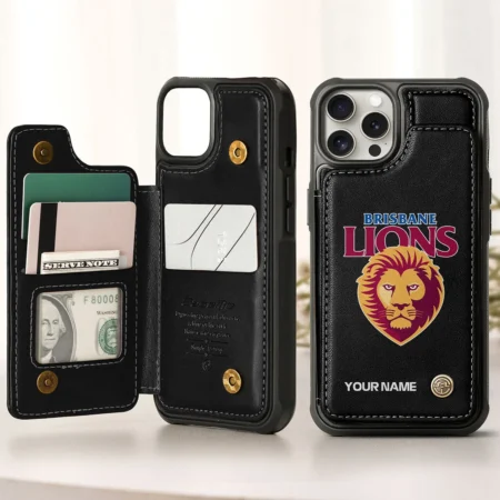 AFL Brisbane Lions Personalized Name - Leather Flip Wallet Phone Case HOAFL010725LPC01BL