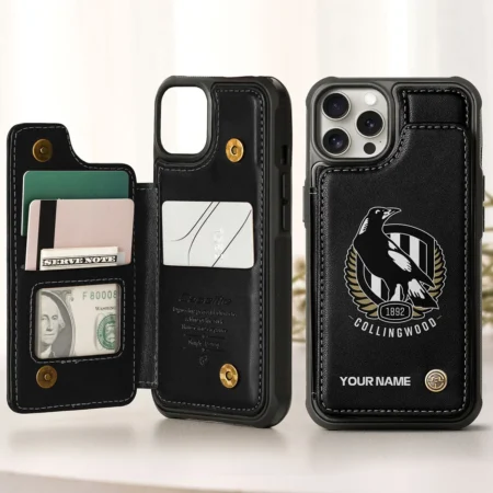 AFL Collingwood Magpies Personalized Name - Leather Flip Wallet Phone Case HOAFL010725LPC01COLL