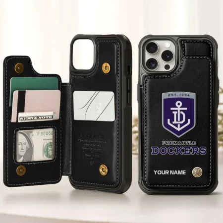 AFL Fremantle Dockers Personalized Name - Leather Flip Wallet Phone Case HOAFL010725LPC01FRE