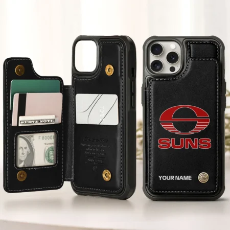 AFL Gold Coast SUNS Personalized Name - Leather Flip Wallet Phone Case HOAFL010725LPC01GCFC