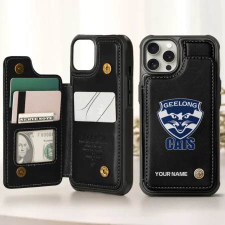 AFL Geelong Cats Personalized Name - Leather Flip Wallet Phone Case HOAFL010725LPC01GEEL