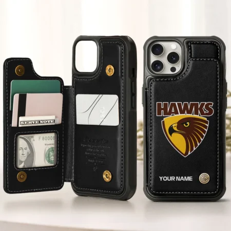 AFL Hawthorn Hawks Personalized Name - Leather Flip Wallet Phone Case HOAFL010725LPC01HAW