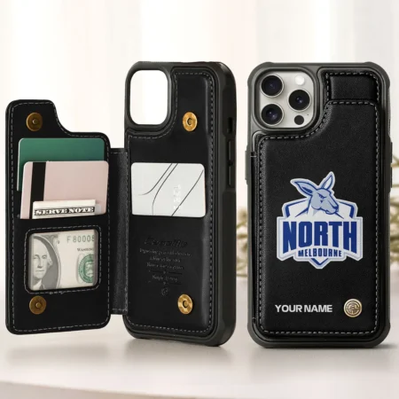 AFL North Melbourne Kangaroos Personalized Name - Leather Flip Wallet Phone Case HOAFL010725LPC01NMFC