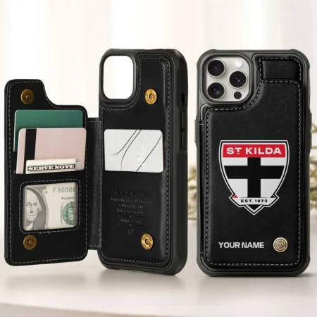 AFL St Kilda Saints Personalized Name - Leather Flip Wallet Phone Case HOAFL010725LPC01STK
