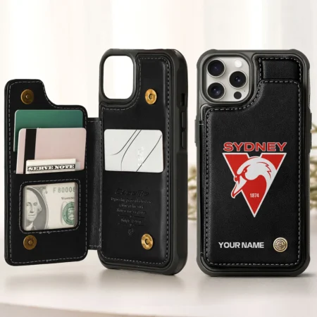 AFL Sydney Swans Personalized Name - Leather Flip Wallet Phone Case HOAFL010725LPC01SYD