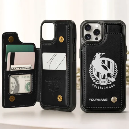 AFL Collingwood Magpies Personalized Name - Leather Flip Wallet Phone Case HOAFL010725LPC02COLL