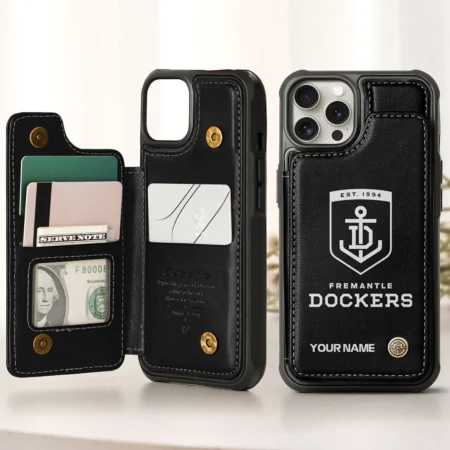 AFL Fremantle Dockers Personalized Name - Leather Flip Wallet Phone Case HOAFL010725LPC02FRE