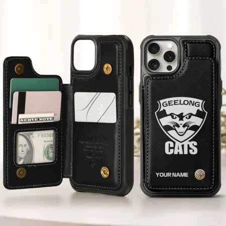 AFL Geelong Cats Personalized Name - Leather Flip Wallet Phone Case HOAFL010725LPC02GEEL
