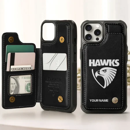 AFL Hawthorn Hawks Personalized Name - Leather Flip Wallet Phone Case HOAFL010725LPC02HAW