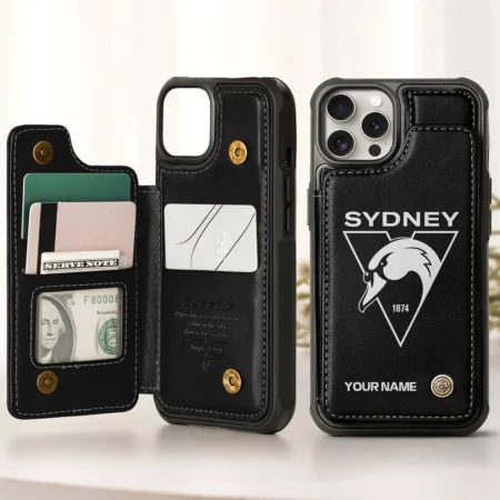 AFL Sydney Swans Personalized Name - Leather Flip Wallet Phone Case HOAFL010725LPC02SYD
