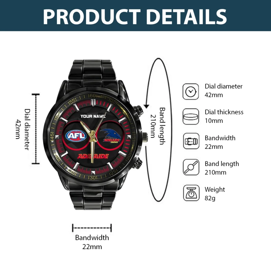 AFL Adelaide Crows Stainless Steel Watch Gift For Fans – HOAFL210725WA01ADEL - Image 3