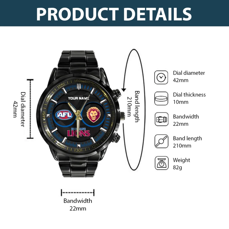 AFL Brisbane Lions Stainless Steel Watch Gift For Fans – HOAFL210725WA01BL - Image 3