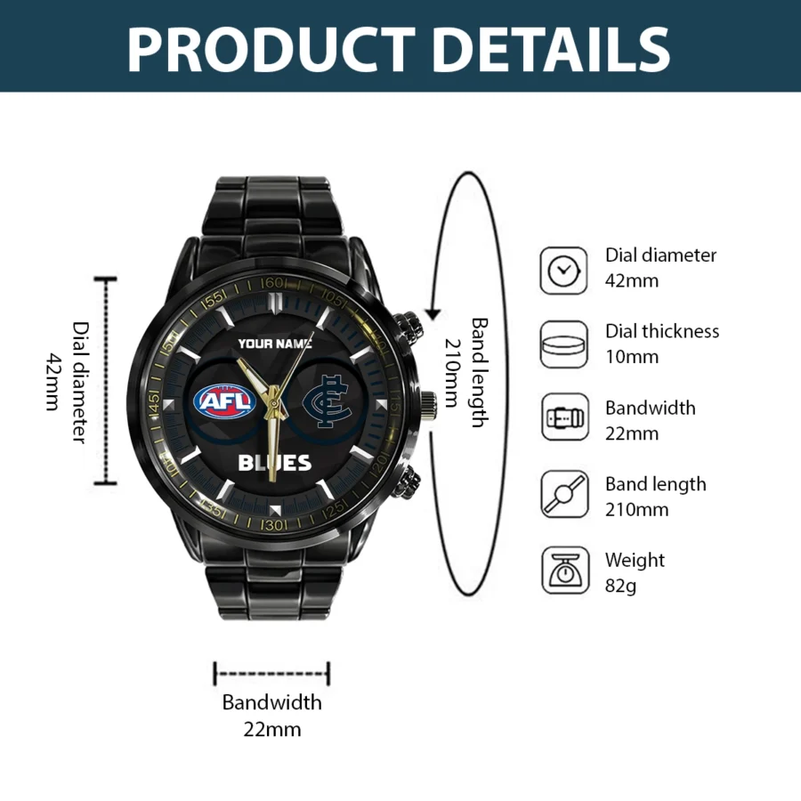 AFL Carlton Blues Stainless Steel Watch Gift For Fans – HOAFL210725WA01CARL - Image 3