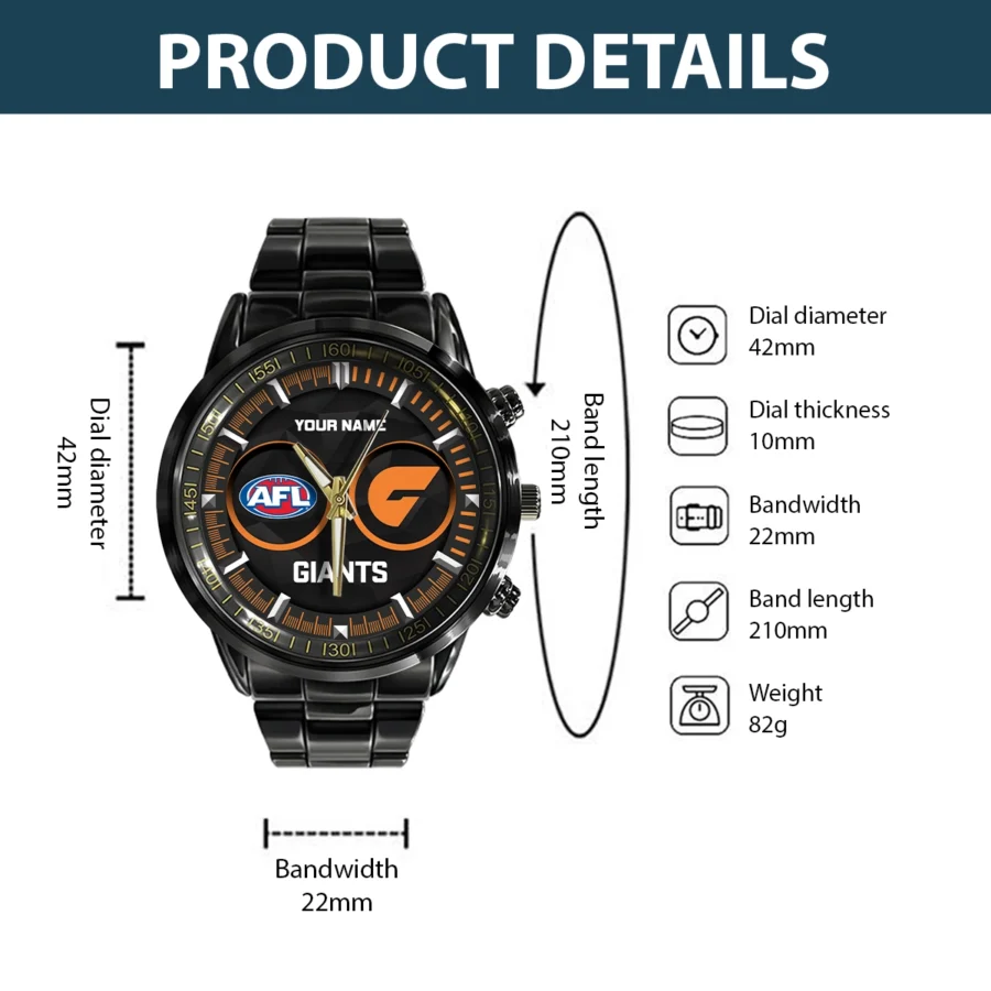 AFL GWS Giants Stainless Steel Watch Gift For Fans – HOAFL210725WA01GWS - Image 3