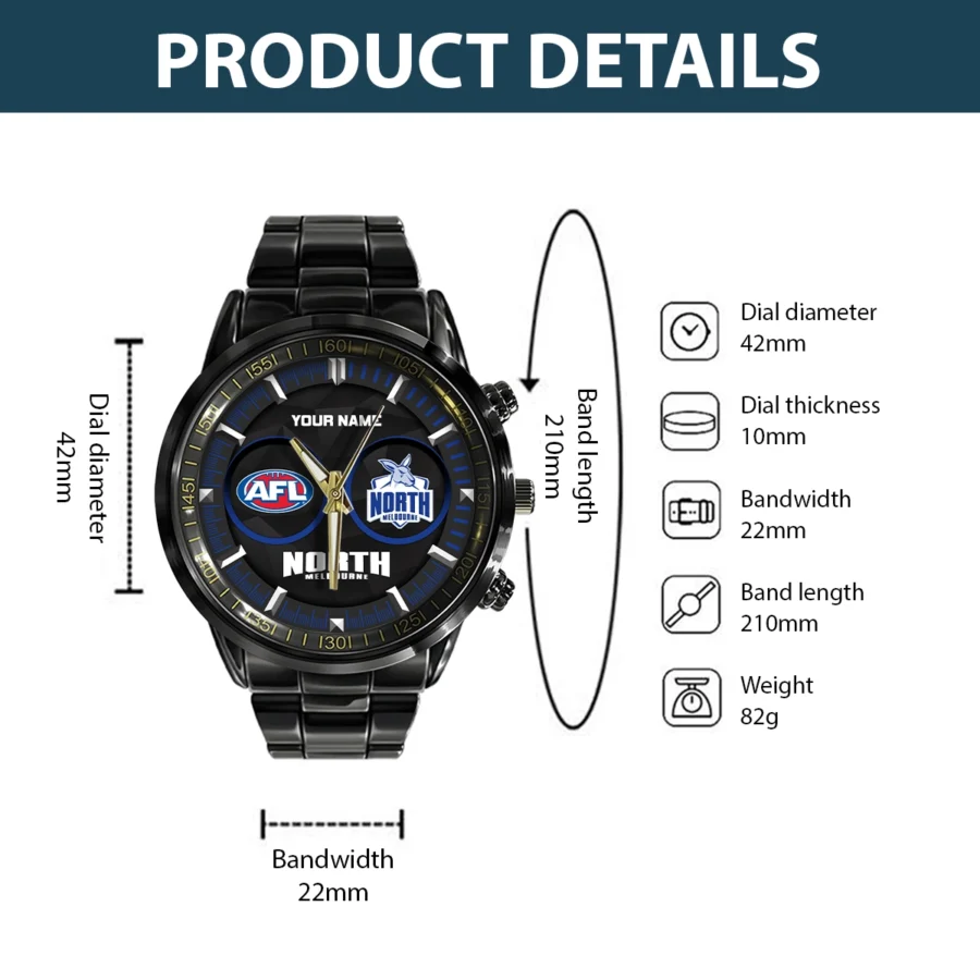 AFL North Melbourne Kangaroos Stainless Steel Watch Gift For Fans – HOAFL210725WA01NMFC - Image 3