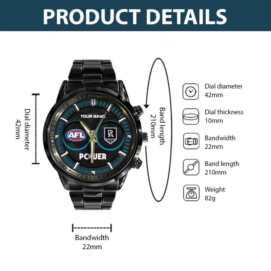 AFL Port Adelaide Power Stainless Steel Watch Gift For Fans – HOAFL210725WA01PORT - Image 3