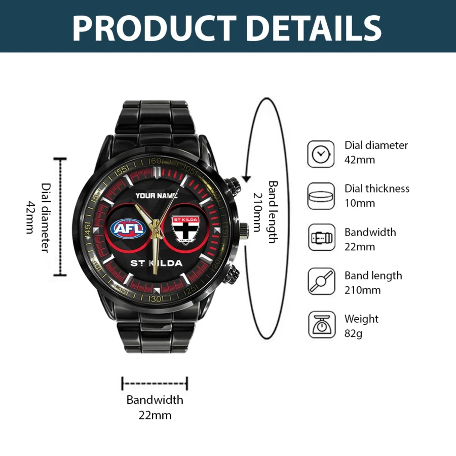 AFL St Kilda Saints Stainless Steel Watch Gift For Fans – HOAFL210725WA01STK - Image 3