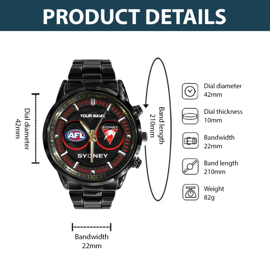 AFL Sydney Swans Stainless Steel Watch Gift For Fans – HOAFL210725WA01SYD - Image 3