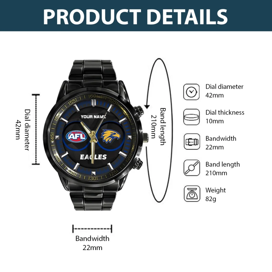 AFL West Coast Eagles Stainless Steel Watch Gift For Fans – HOAFL210725WA01WCE - Image 3