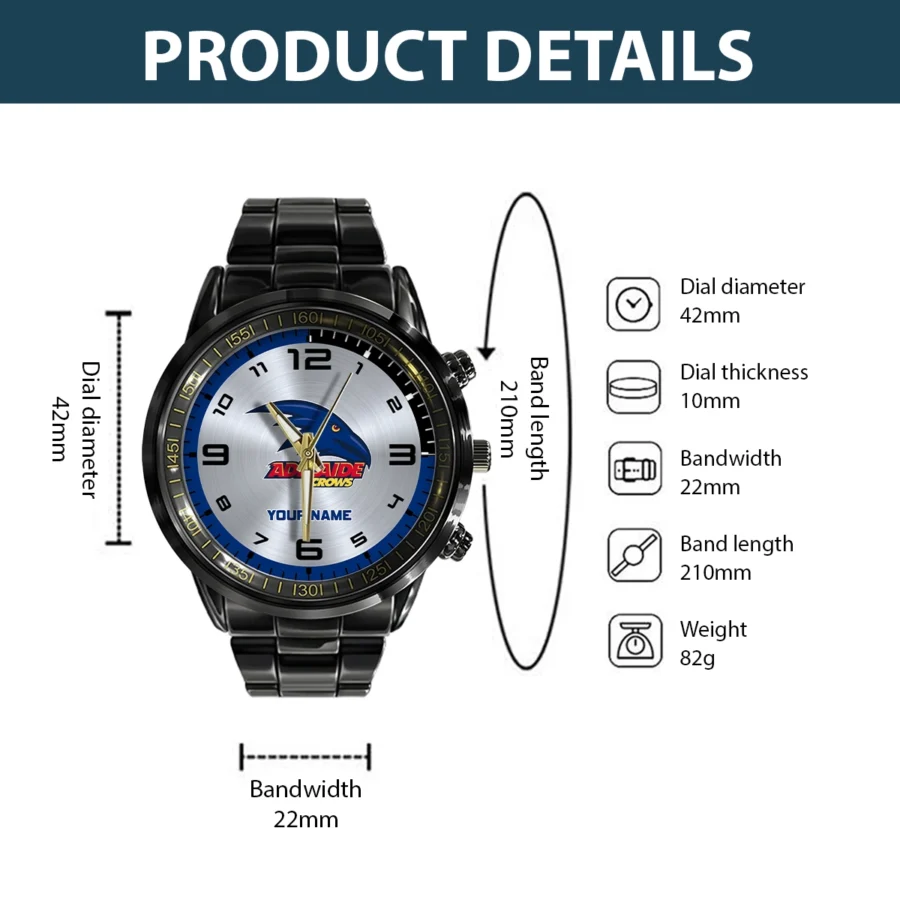 AFL Adelaide Crows Stainless Steel Watch Gift For Fans – HOAFL210725WA02ADEL - Image 3