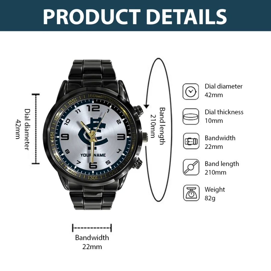 AFL Carlton Blues Stainless Steel Watch Gift For Fans – HOAFL210725WA02CARL - Image 3