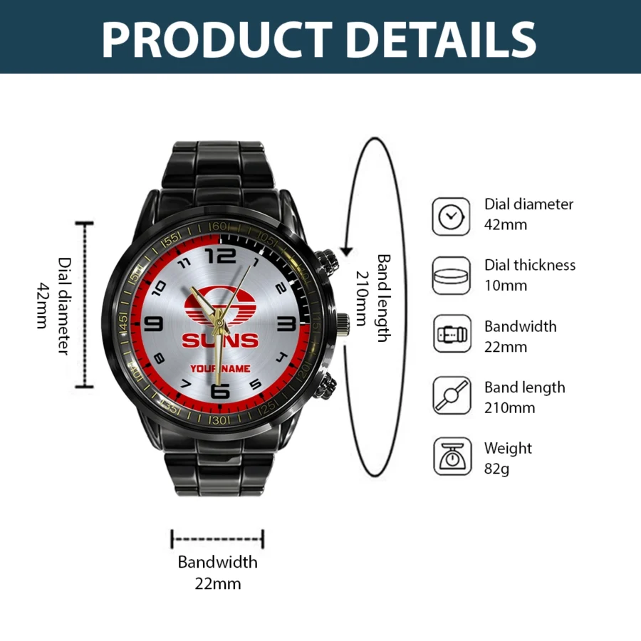 AFL Gold Coast SUNS Stainless Steel Watch Gift For Fans – HOAFL210725WA02GCFC - Image 3