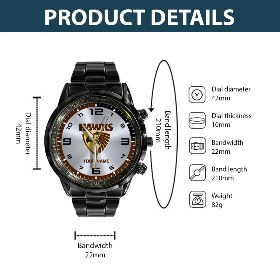 AFL Hawthorn Hawks Stainless Steel Watch Gift For Fans – HOAFL210725WA02HAW - Image 3