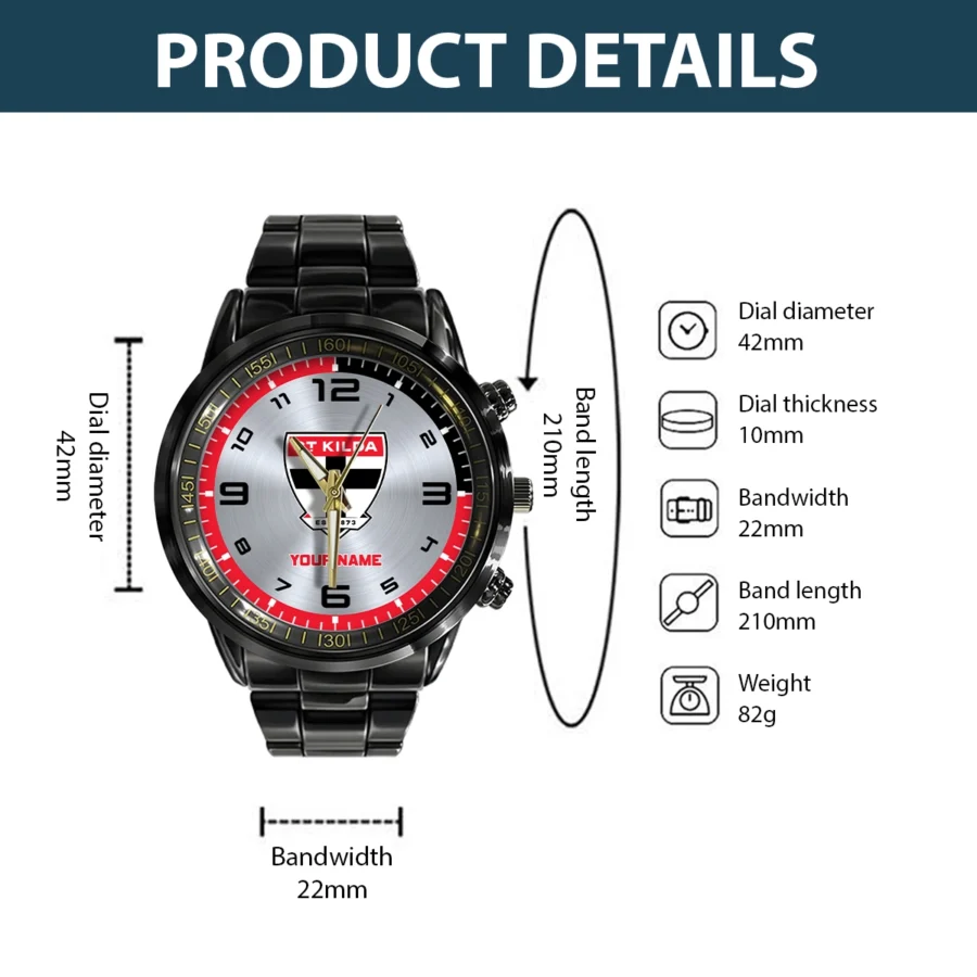 AFL St Kilda Saints Stainless Steel Watch Gift For Fans – HOAFL210725WA02STK - Image 3