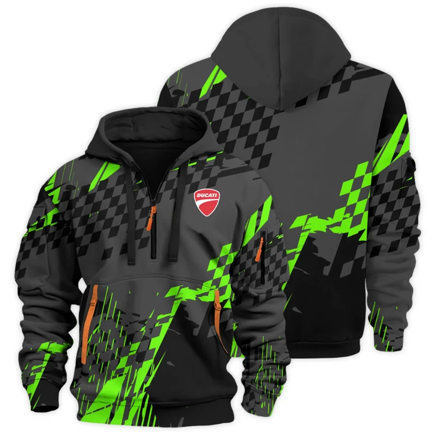 Ducati Motorcycles Exclusive Logo Hoodie Half Zipper HOMO190725A01DUC-HDF - Image 3