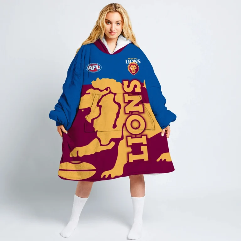 Brisbane Lions Australian Football League Exclusive Logo Oodie Blanket Hoodie HOAFL140825OBH02BL