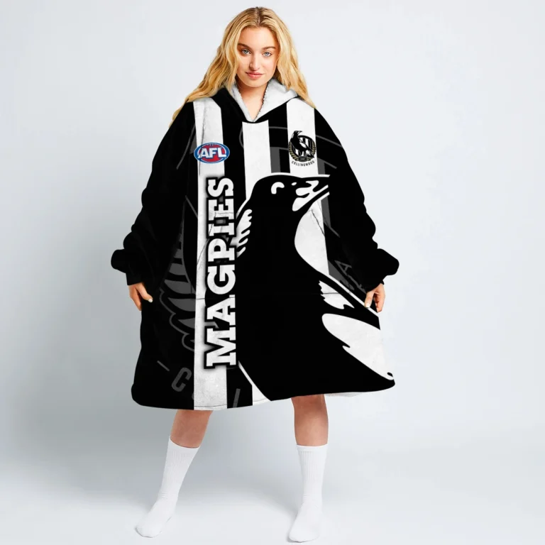 Collingwood Magpies Australian Football League Exclusive Logo Oodie Blanket Hoodie HOAFL140825OBH02COLL