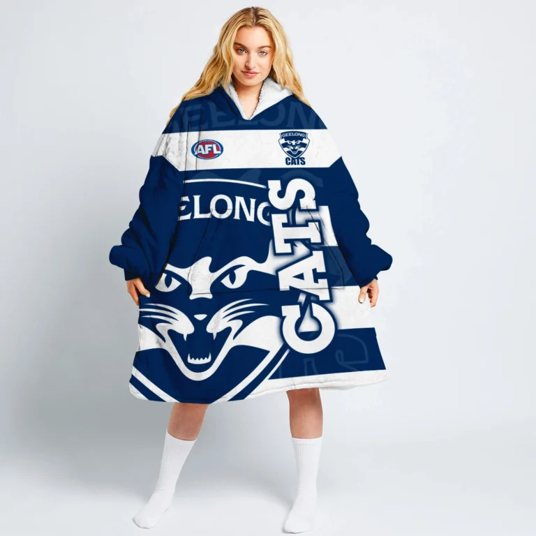 Geelong Cats Australian Football League Exclusive Logo Oodie Blanket Hoodie HOAFL140825OBH02GEEL