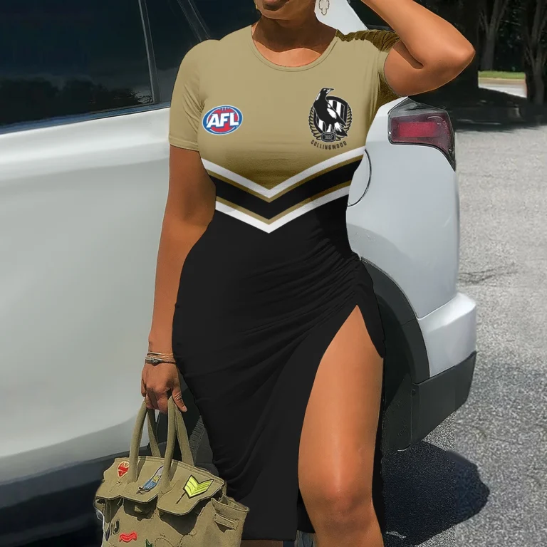 Collingwood Magpies Australian Football League Exclusive Logo Bodycon Sports Dress HOAFL070825DR01COLL